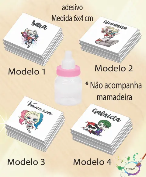 Adesivo Mini Mamadeira-arlequina