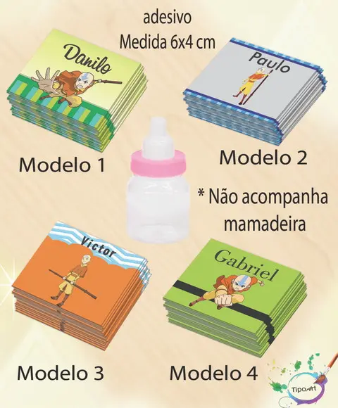 Adesivo Mini Mamadeira-avatar Aang
