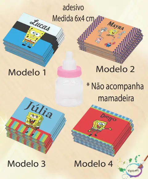 Adesivo Mini Mamadeira-bob Esponja