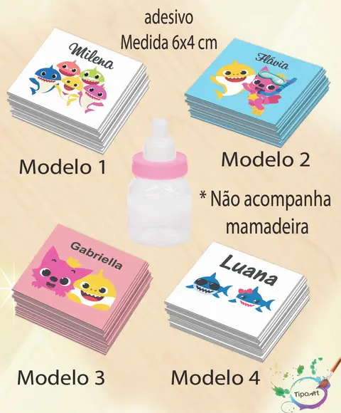 Adesivo Mini Mamadeira-baby Shark