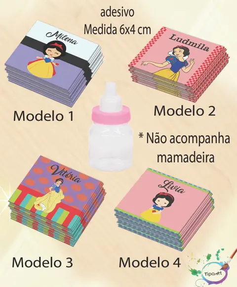 Adesivo Mini Mamadeira-branca de Neve
