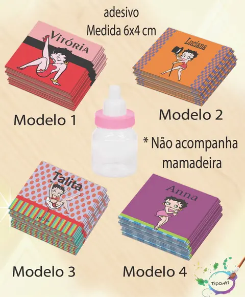 Adesivo Mini Mamadeira-betty Boop