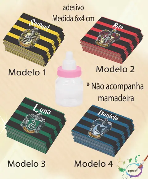 Adesivo Mini Mamadeira-brasões Hogwarts
