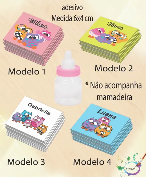 Adesivo Mini Mamadeira-bubu e as Corujinhas