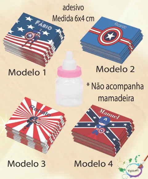 Adesivo Mini Mamadeira-capitão America