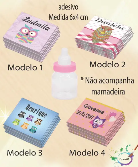 Adesivo Mini Mamadeira-coruja