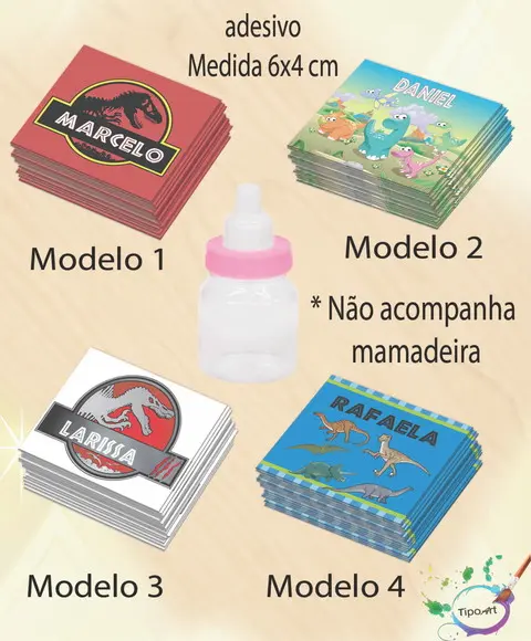 Adesivo Mini Mamadeira-dinossauros
