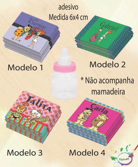 Adesivo Mini Mamadeira-fred Flintstone