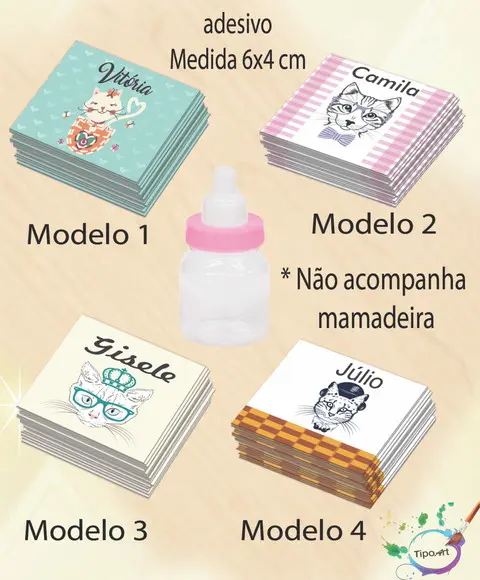 Adesivo Mini Mamadeira-gatinho