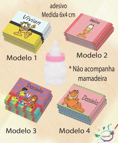 Adesivo Mini Mamadeira-garfield