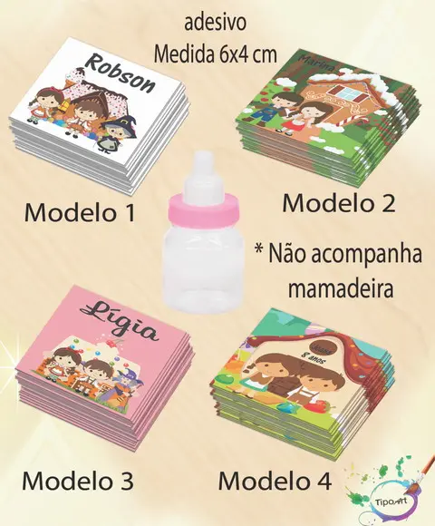 Adesivo Mini Mamadeira-joão e Maria