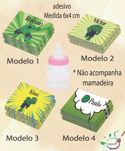 Adesivo Mini Mamadeira-hulk