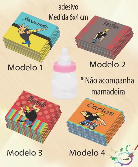 Adesivo Mini Mamadeira-johnny Bravo