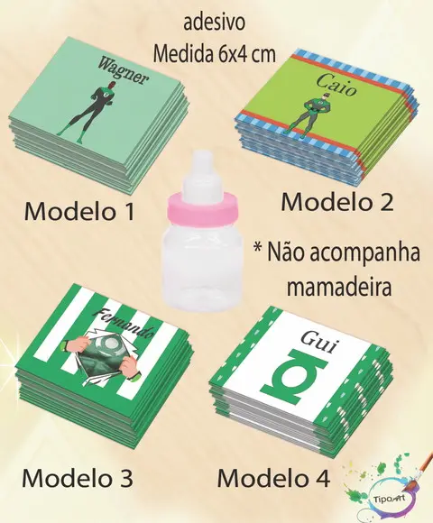 Adesivo Mini Mamadeira-lanterna Verde