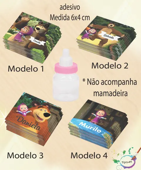 Adesivo Mini Mamadeira-masha