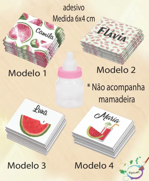 Adesivo Mini Mamadeira-melancia