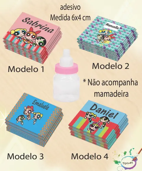 Adesivo Mini Mamadeira-menina Super Poderosas