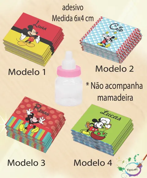 Adesivo Mini Mamadeira-mickey