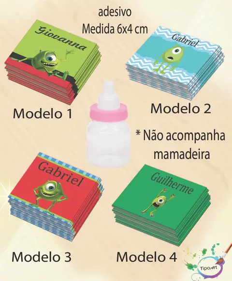 Adesivo Mini Mamadeira-mike Wazowski