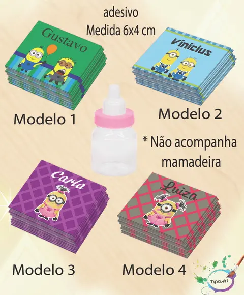 Adesivo Mini Mamadeira-minions