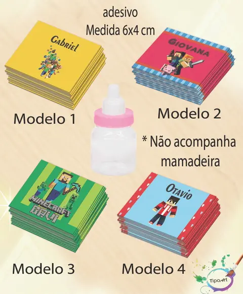Adesivo Mini Mamadeira-minecraft