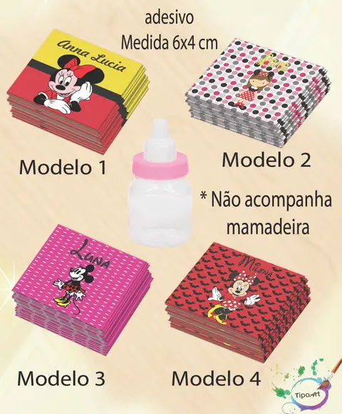 Adesivo Mini Mamadeira-minnie