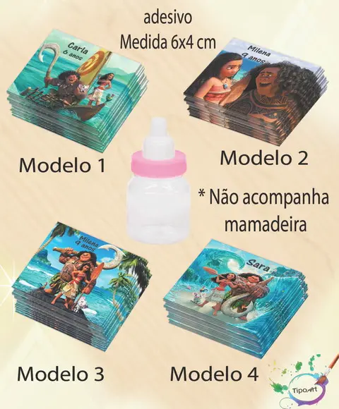 Adesivo Mini Mamadeira-moana e Mauí