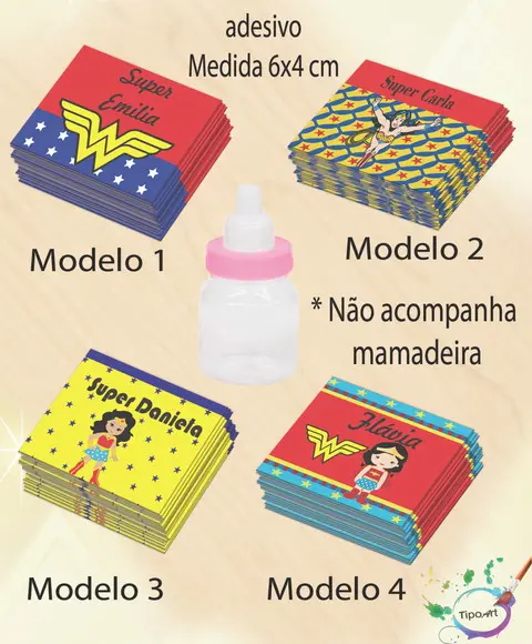 Adesivo Mini Mamadeira-mulher Maravilha