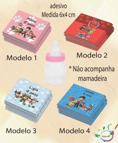 Adesivo Mini Mamadeira-patrulha Canina
