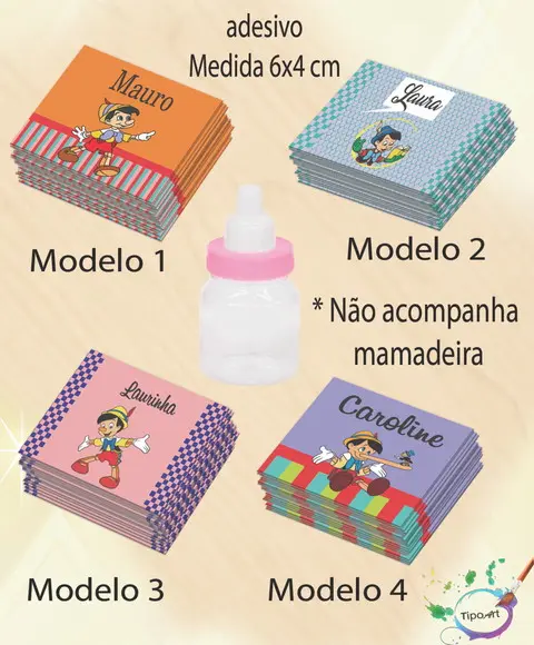 Adesivo Mini Mamadeira-pinoquio
