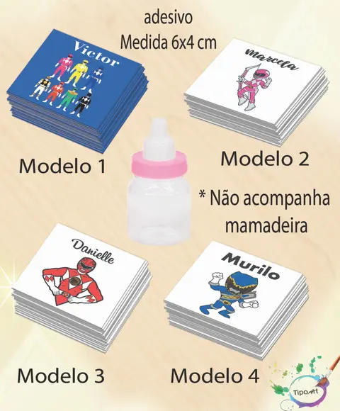 Adesivo Mini Mamadeira-power Ranger