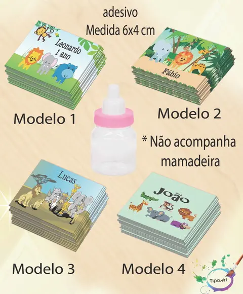 Adesivo Mini Mamadeira-safari
