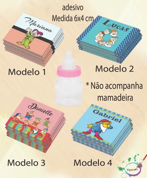 Adesivo Mini Mamadeira-sete Anões