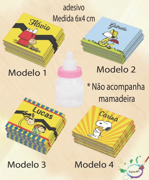 Adesivo Mini Mamadeira-snoopy