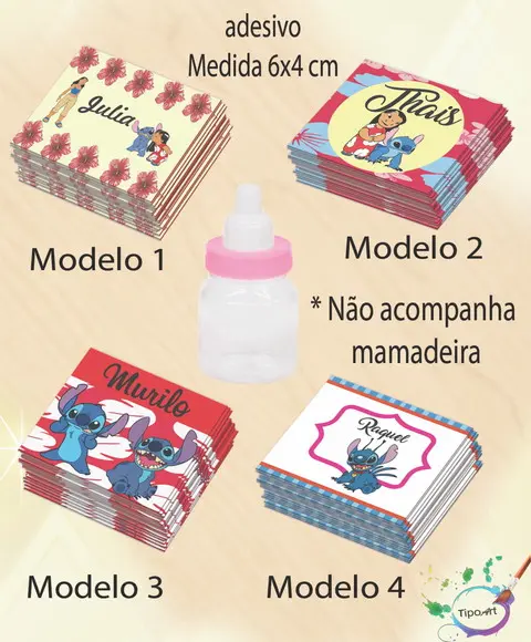 Adesivo Mini Mamadeira-stitch e Lilo
