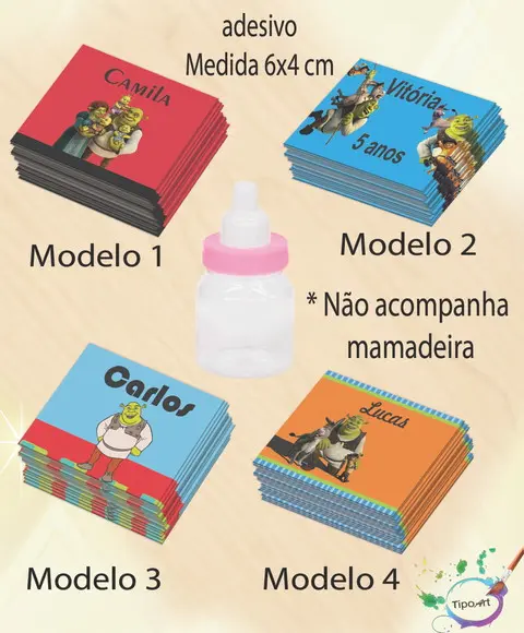 Adesivo Mini Mamadeira-shrek