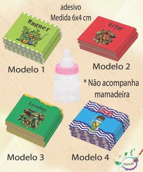 Adesivo Mini Mamadeira-tartaruga Ninja
