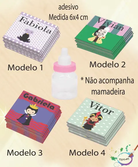 Adesivo Mini Mamadeira-vilões