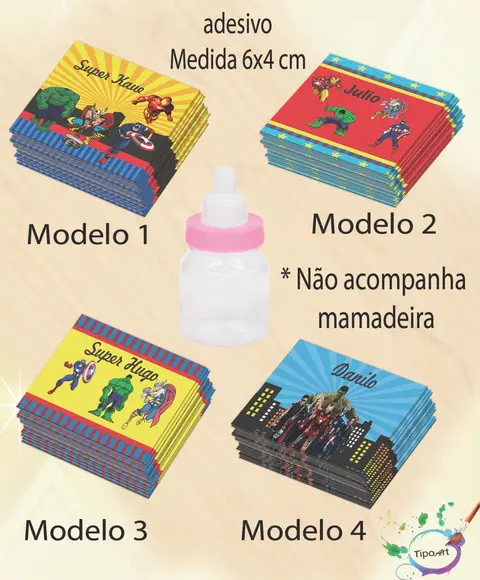 Adesivo Mini Mamadeira-vingadores