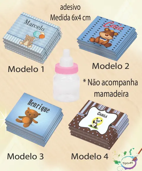 Adesivo Mini Mamadeira-ursinho