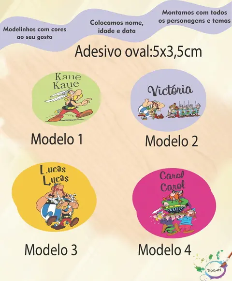 Adesivo Oval-asterix