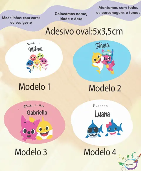 Adesivo Oval-baby Shark