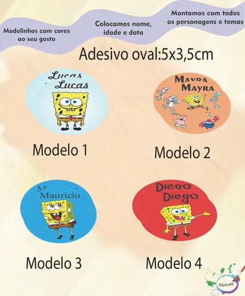 Adesivo Oval-bob Esponja