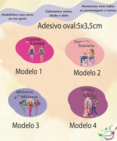 Adesivo Oval-barbie