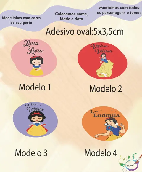 Adesivo Oval-branca de Neve