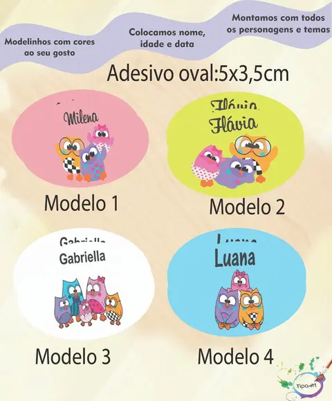 Adesivo Oval-bubu e as Corujinhas