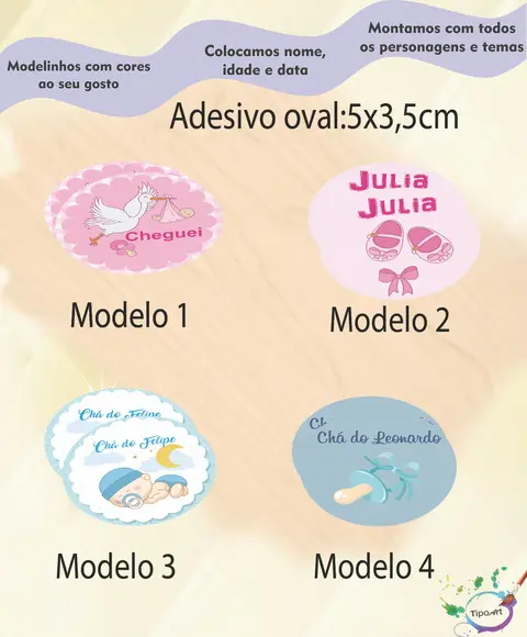 Adesivo Oval-chá de Bebê