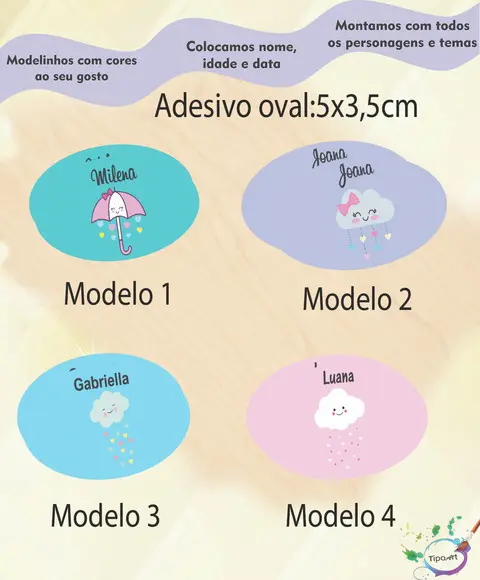 Adesivo Oval-chuva de Amor