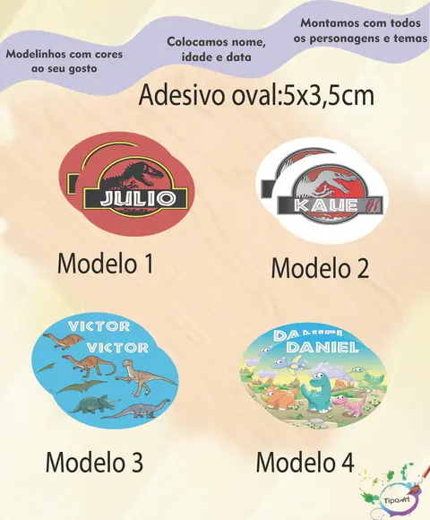 Adesivo Oval-dinossauro