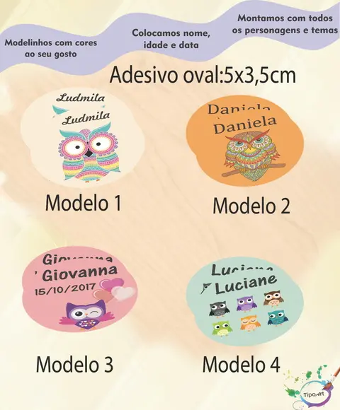 Adesivo Oval-corujas